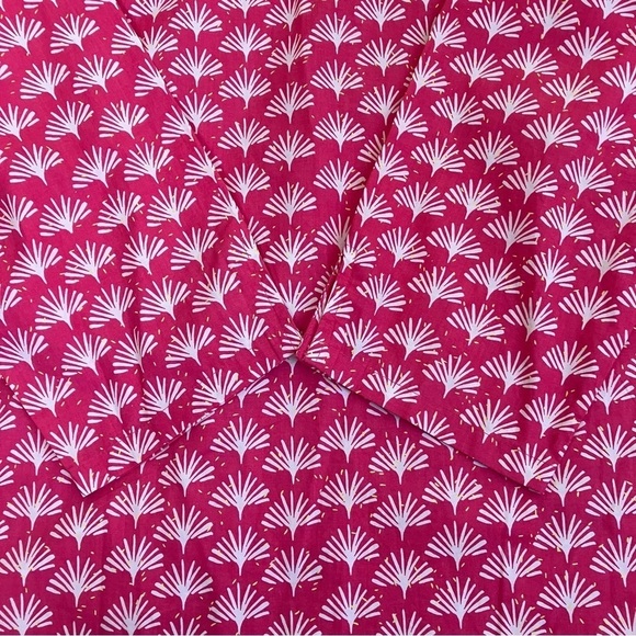 Talbots Pink White Fan Print Poplin Popover Blouse Lace Trim 3/4 Sleeves Sz X - Picture 9 of 16